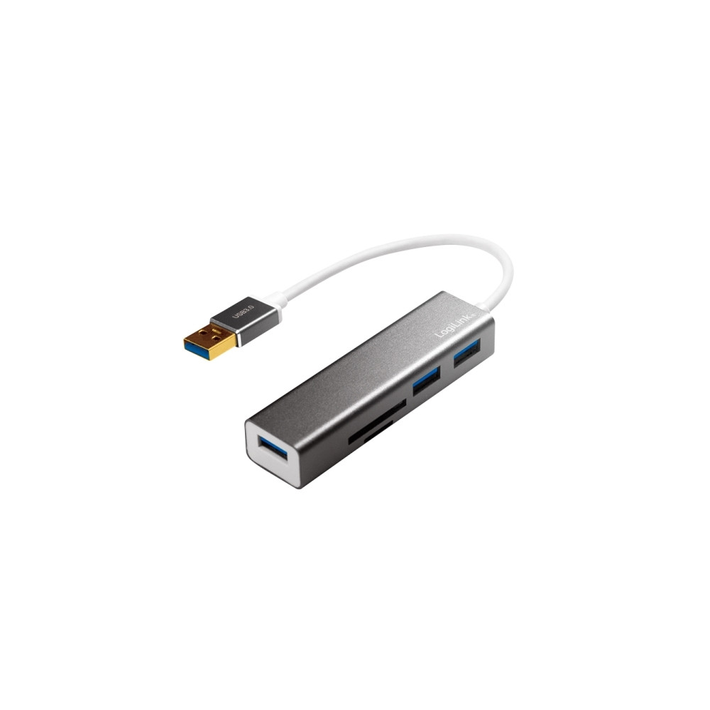 Produktbild för LogiLink USB 3.0 3-Port Hub with Card Reader - hubb - 3 portar