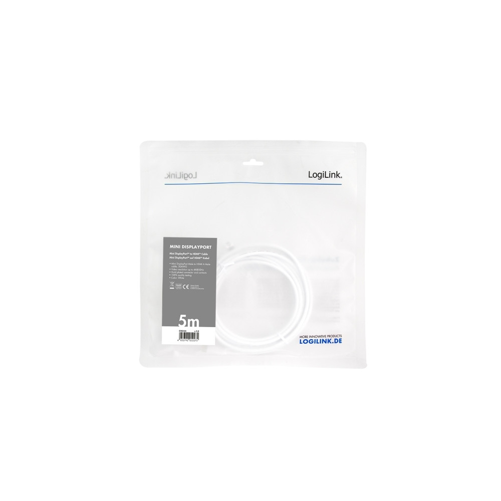 Produktbild för LogiLink adapterkabel - DisplayPort / HDMI - 5 m