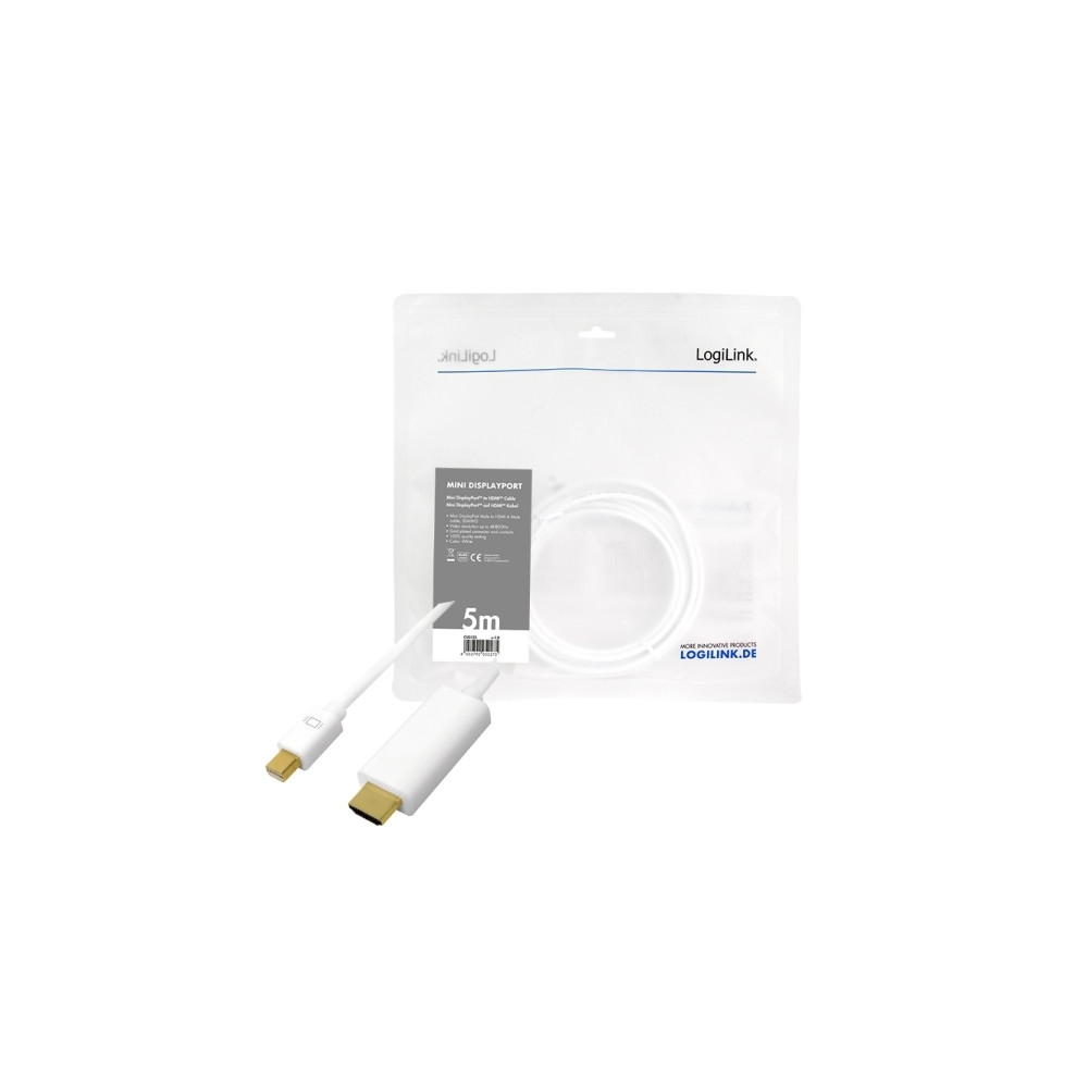 Produktbild för LogiLink adapterkabel - DisplayPort / HDMI - 5 m