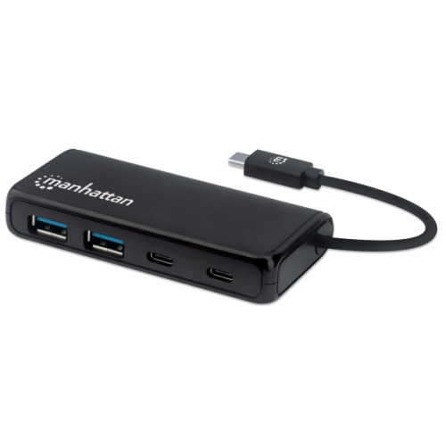 Manhattan Manhattan USB-C Dock/Hub - Ports (x4): USB-A (x2) and USB-C (x2), 5 Gbps (USB 3.2 Gen1 aka USB 3.0), External Power Supply Not Needed, Cable 13.5cm, SuperSpeed USB, Black, Three Year Warranty, Retail Box - hubb - 4 portar