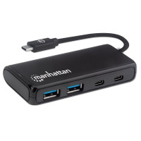 Produktbild för Manhattan USB-C Dock/Hub - Ports (x4): USB-A (x2) and USB-C (x2), 5 Gbps (USB 3.2 Gen1 aka USB 3.0), External Power Supply Not Needed, Cable 13.5cm, SuperSpeed USB, Black, Three Year Warranty, Retail Box - hubb - 4 portar