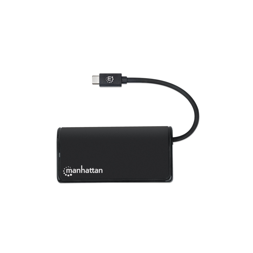 Produktbild för Manhattan USB-C Dock/Hub - Ports (x4): USB-A (x2) and USB-C (x2), 5 Gbps (USB 3.2 Gen1 aka USB 3.0), External Power Supply Not Needed, Cable 13.5cm, SuperSpeed USB, Black, Three Year Warranty, Retail Box - hubb - 4 portar