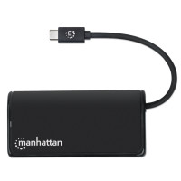 Produktbild för Manhattan USB-C Dock/Hub - Ports (x4): USB-A (x2) and USB-C (x2), 5 Gbps (USB 3.2 Gen1 aka USB 3.0), External Power Supply Not Needed, Cable 13.5cm, SuperSpeed USB, Black, Three Year Warranty, Retail Box - hubb - 4 portar
