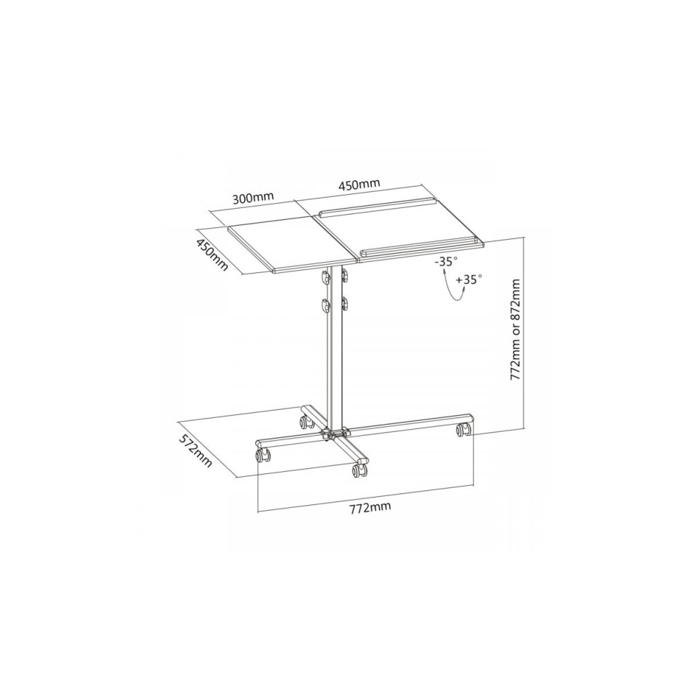 Produktbild för SBOX PFS-2, Multimediavagn, Svart, Silver, MDF, PVC, Stål, P...