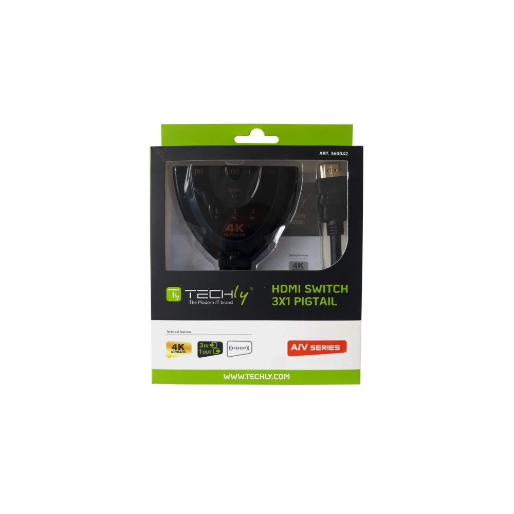 Produktbild för TECHly IDATA HDMI-3F30 - video-/ljudomkopplare - 3 portar