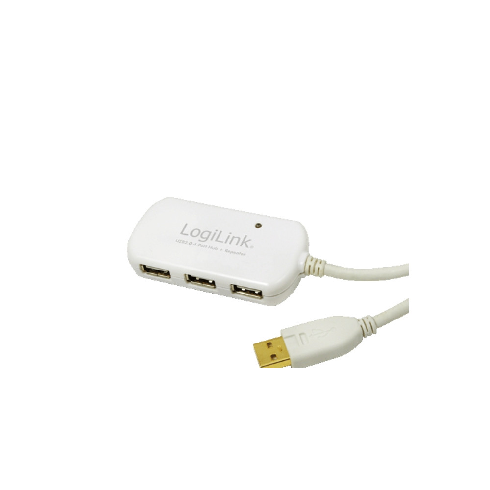 Produktbild för LogiLink USB 2.0 Hub 4-Port with repeater cable - hubb - 4 portar