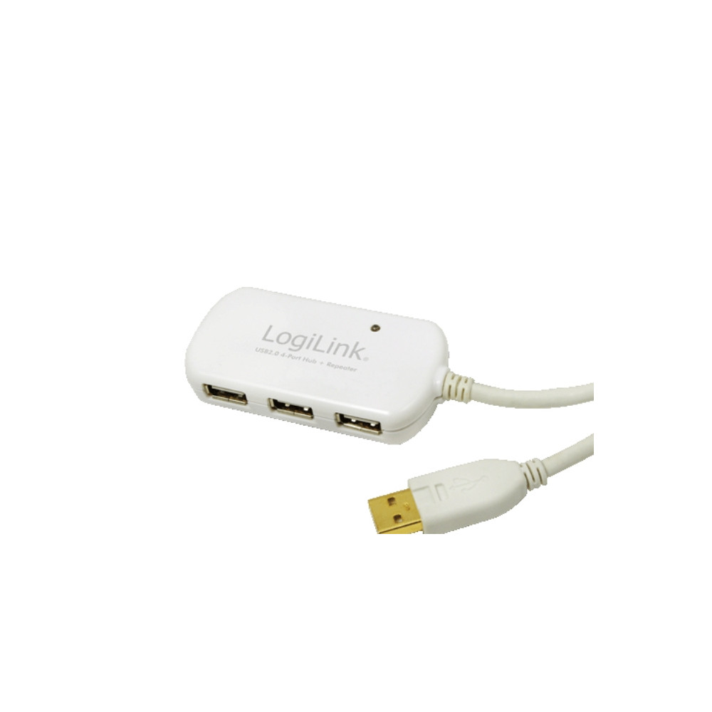 Produktbild för LogiLink USB 2.0 Hub 4-Port with repeater cable - hubb - 4 portar