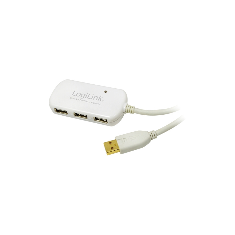 Produktbild för LogiLink USB 2.0 Hub 4-Port with repeater cable - hubb - 4 portar
