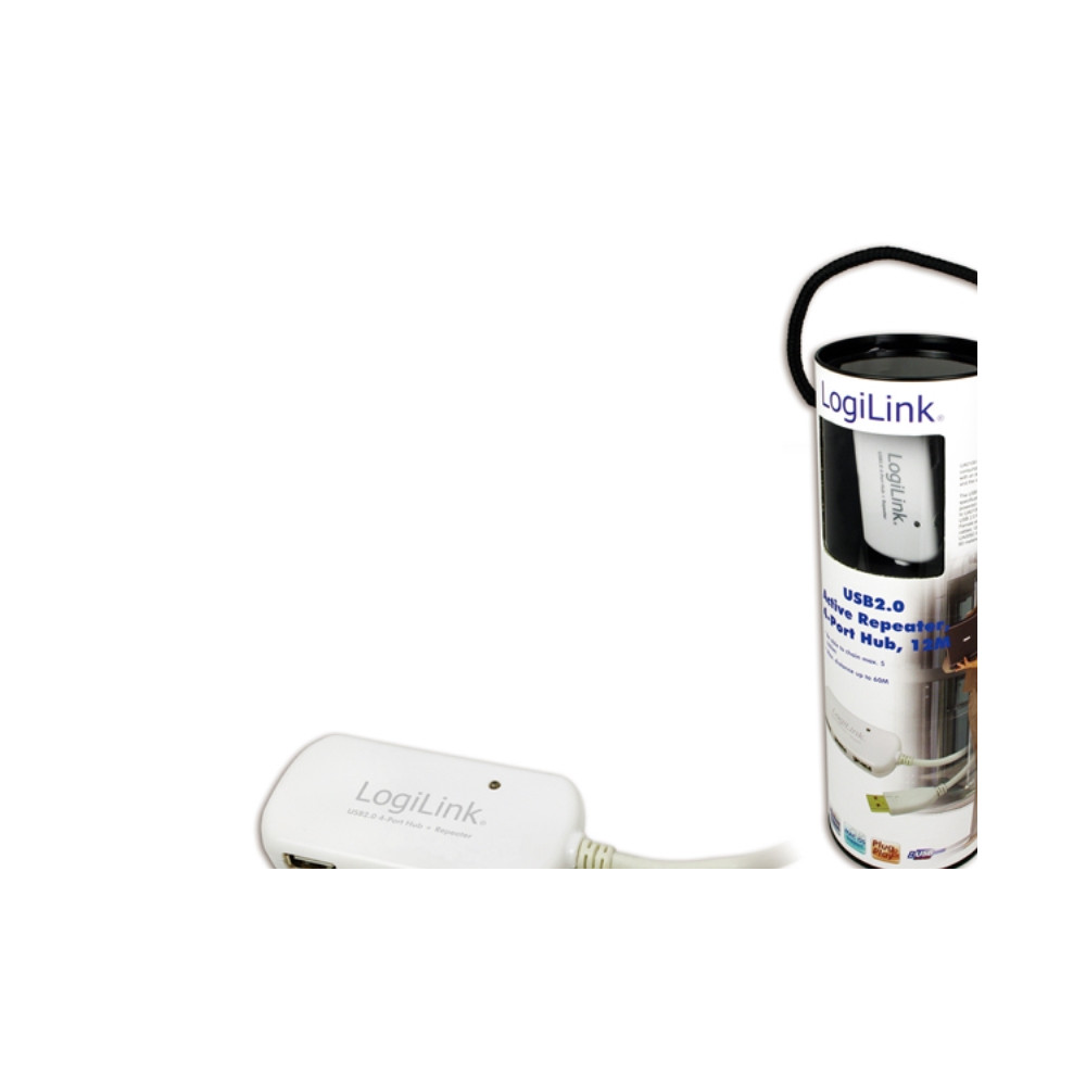 Produktbild för LogiLink USB 2.0 Hub 4-Port with repeater cable - hubb - 4 portar