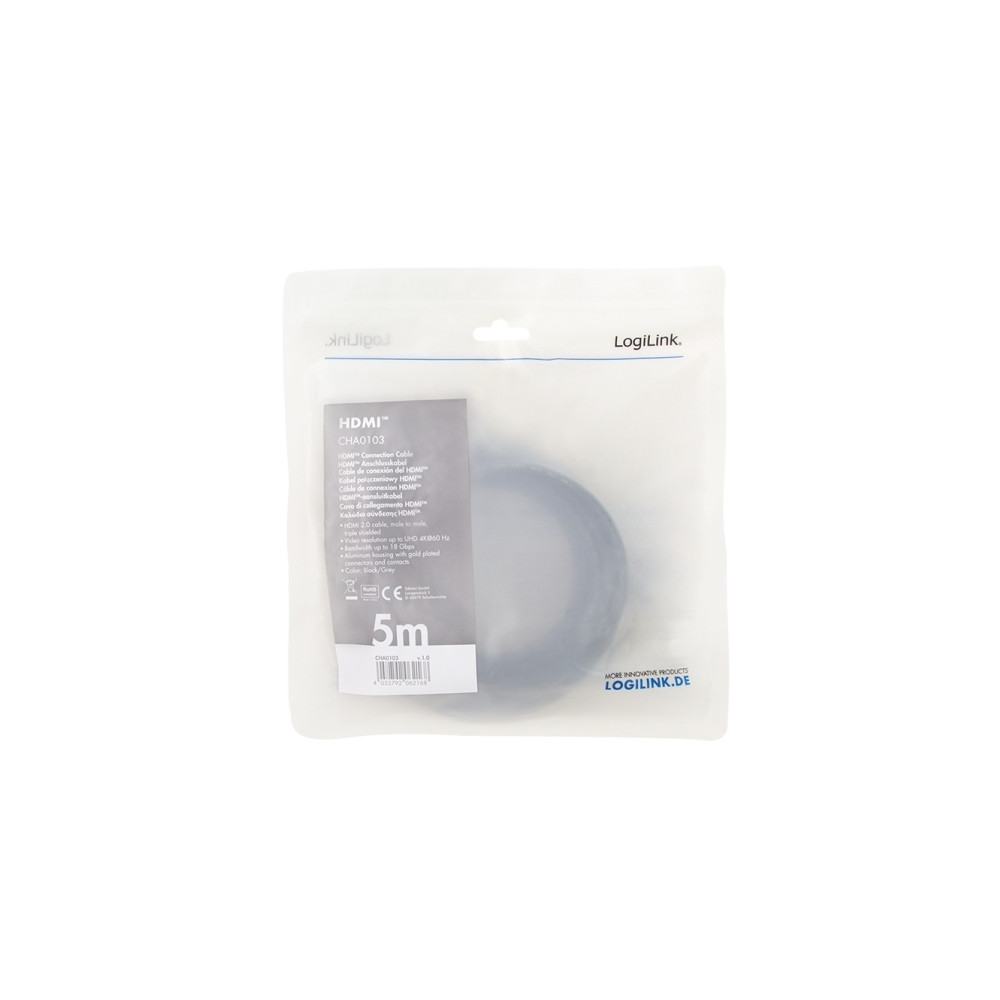 Produktbild för LogiLink HDMI-kabel med Ethernet - 5 m