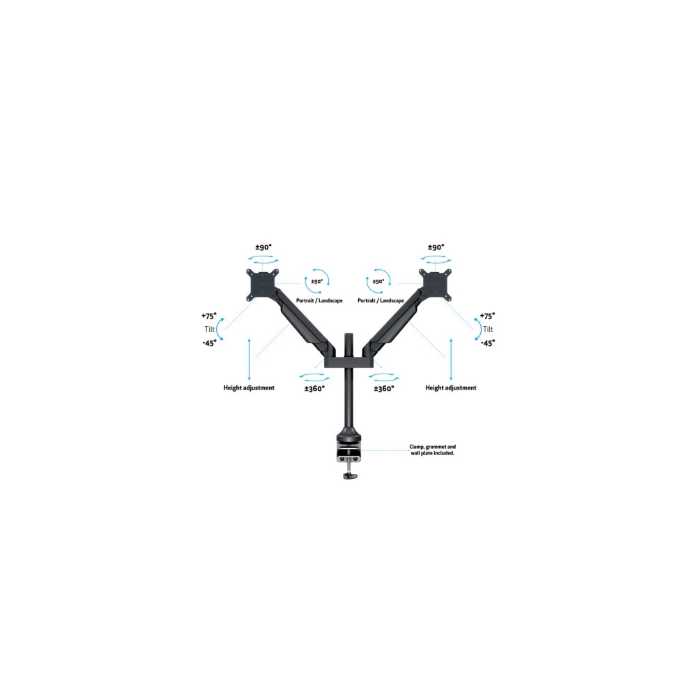 Produktbild för Multibrackets M VESA Gas Lift Arm Dual monteringssats - för 2 LCD-bildskärmar - svart
