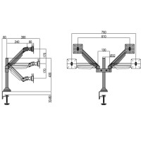 Produktbild för Multibrackets M VESA Gas Lift Arm Dual monteringssats - för 2 LCD-bildskärmar - svart
