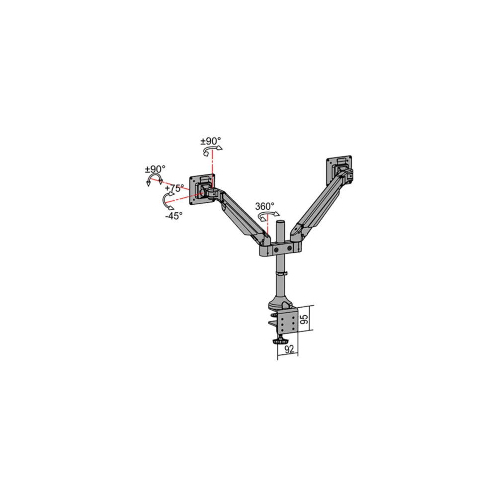 Produktbild för Multibrackets M VESA Gas Lift Arm Dual monteringssats - för 2 LCD-bildskärmar - svart