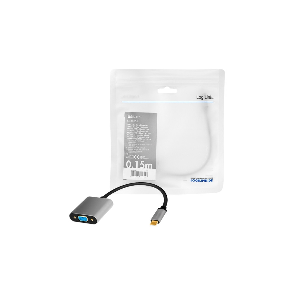 Produktbild för LogiLink - USB/VGA-adapter - USB-C till HD-15 (VGA) - 15 cm