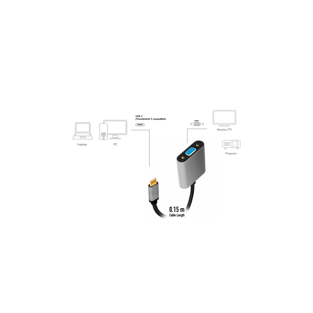 Produktbild för LogiLink - USB/VGA-adapter - USB-C till HD-15 (VGA) - 15 cm