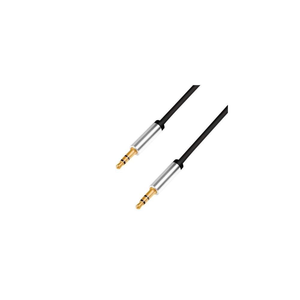 Produktbild för LogiLink ljudkabel 3,5 mm 3-pol/M till 3,5 mm 3-pol/M, metal...