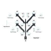 Produktbild för Multibrackets M VESA Gas Lift Arm Quad monteringssats - för 4 LCD-bildskärmar - svart