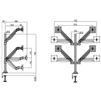 Produktbild för Multibrackets M VESA Gas Lift Arm Quad monteringssats - för 4 LCD-bildskärmar - svart