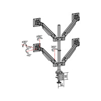 Produktbild för Multibrackets M VESA Gas Lift Arm Quad monteringssats - för 4 LCD-bildskärmar - svart