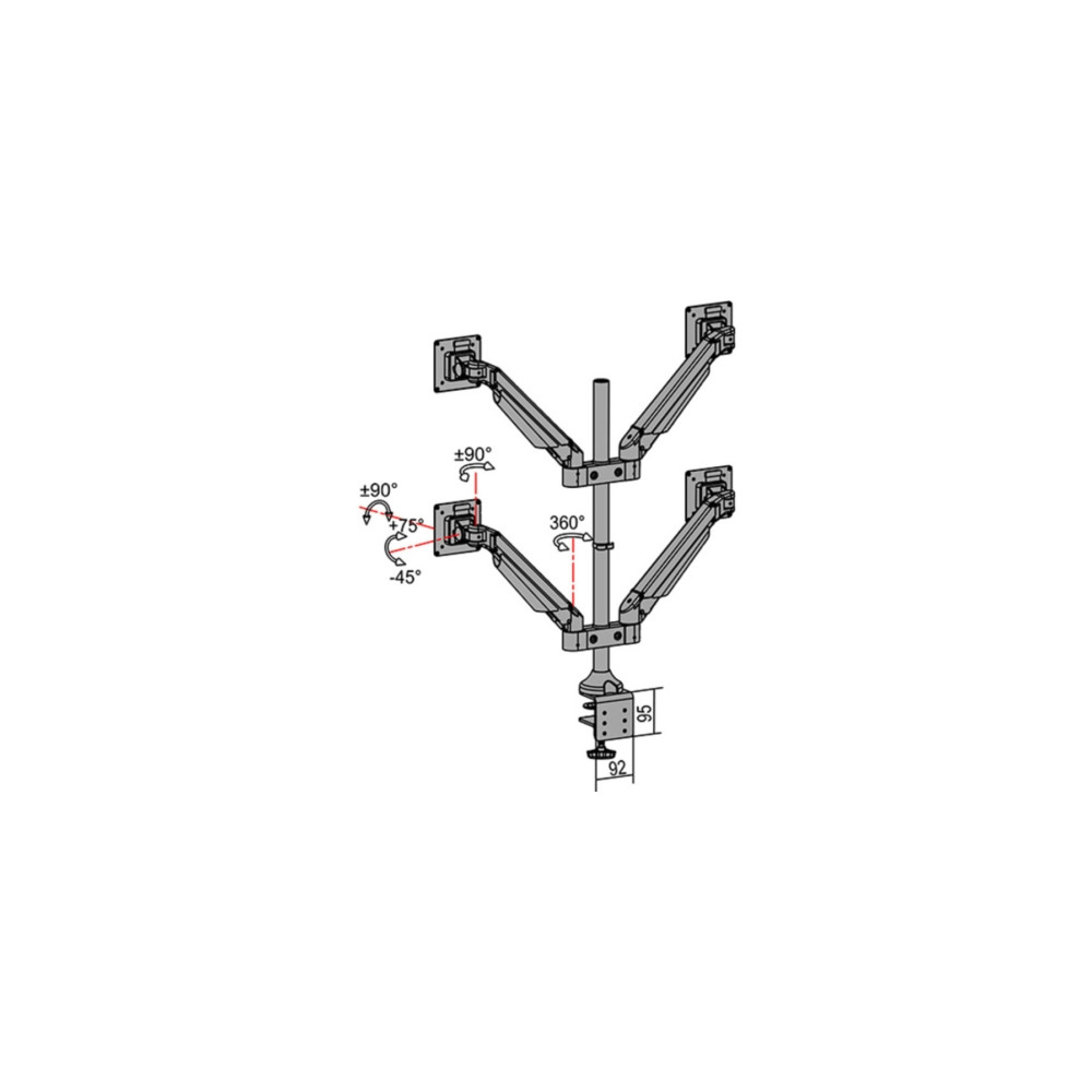 Produktbild för Multibrackets M VESA Gas Lift Arm Quad monteringssats - för 4 LCD-bildskärmar - svart