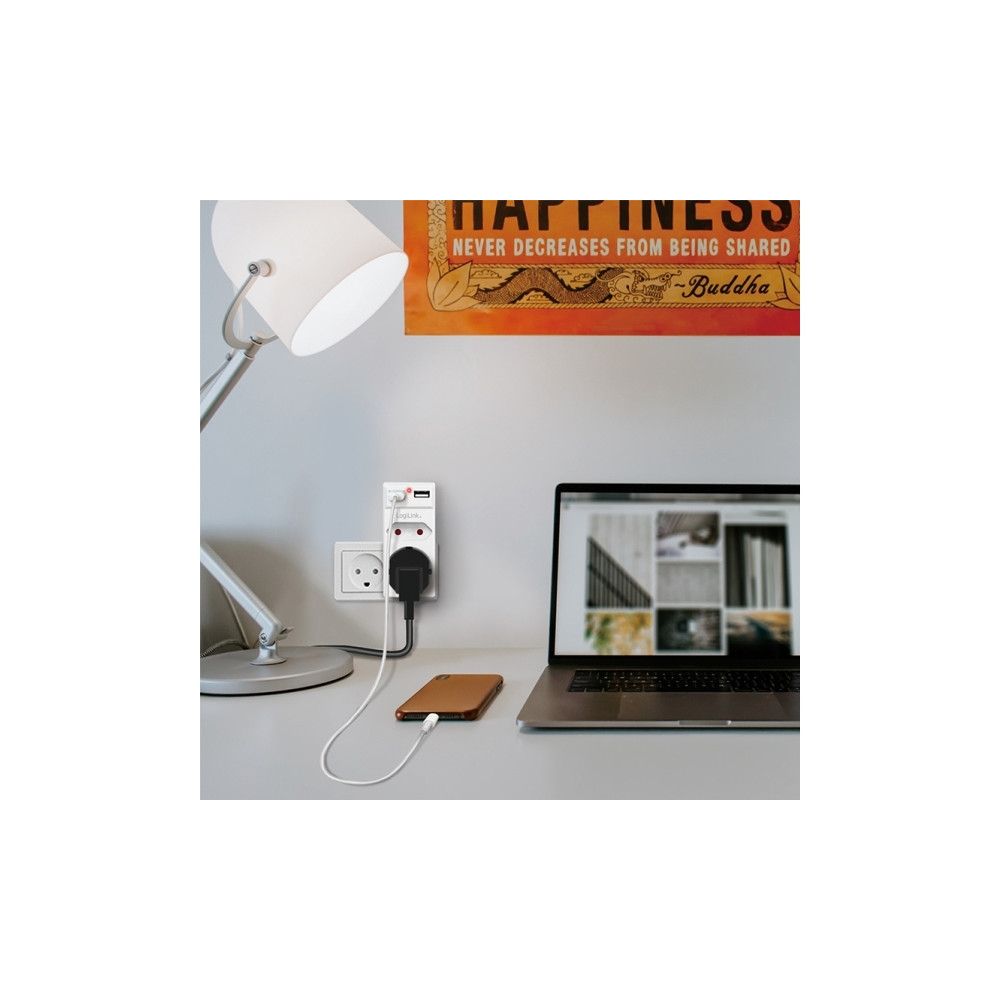 Produktbild för LogiLink PA0276 Kopplingsbox med USB-laddningsutgång, ökat b...