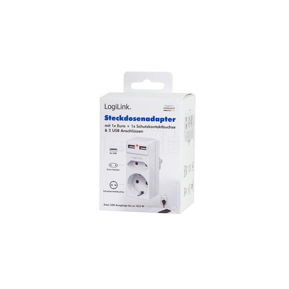 Produktbild för LogiLink PA0276 Kopplingsbox med USB-laddningsutgång, ökat b...