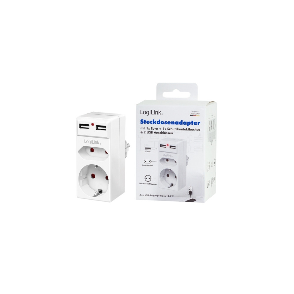 Produktbild för LogiLink PA0276 Kopplingsbox med USB-laddningsutgång, ökat b...