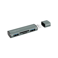 Produktbild för LogiLink USB 3.2 Gen 2 Hub, 2-port, USB-A, w/cardreader, alu...