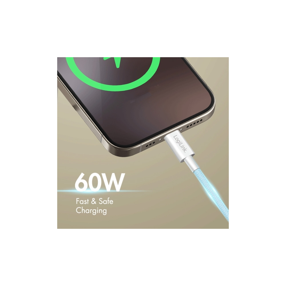 Produktbild för LogiLink CU0349, 1 m, USB C, USB C, USB 2.0, 0,48 Gbit/sek,...