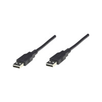 Produktbild för Manhattan USB-A to USB-A Cable, 1.8m, Male to Male, Black, 480 Mbps (USB 2.0), Hi-Speed USB, Lifetime Warranty, Polybag - USB-kabel - USB till USB - 1.8 m