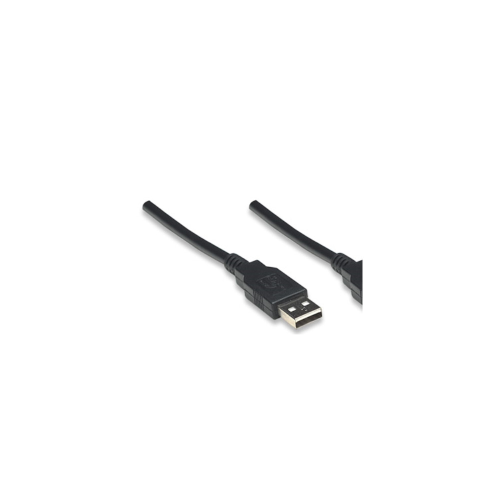 Produktbild för Manhattan USB-A to USB-A Cable, 1.8m, Male to Male, Black, 480 Mbps (USB 2.0), Hi-Speed USB, Lifetime Warranty, Polybag - USB-kabel - USB till USB - 1.8 m