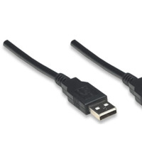 Produktbild för Manhattan USB-A to USB-A Cable, 1.8m, Male to Male, Black, 480 Mbps (USB 2.0), Hi-Speed USB, Lifetime Warranty, Polybag - USB-kabel - USB till USB - 1.8 m