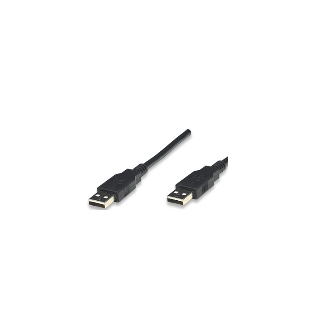Produktbild för Manhattan USB-A to USB-A Cable, 1.8m, Male to Male, Black, 480 Mbps (USB 2.0), Hi-Speed USB, Lifetime Warranty, Polybag - USB-kabel - USB till USB - 1.8 m