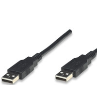 Produktbild för Manhattan USB-A to USB-A Cable, 1.8m, Male to Male, Black, 480 Mbps (USB 2.0), Hi-Speed USB, Lifetime Warranty, Polybag - USB-kabel - USB till USB - 1.8 m