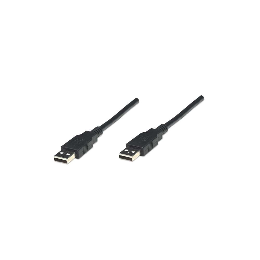 Produktbild för Manhattan USB-A to USB-A Cable, 1.8m, Male to Male, Black, 480 Mbps (USB 2.0), Hi-Speed USB, Lifetime Warranty, Polybag - USB-kabel - USB till USB - 1.8 m