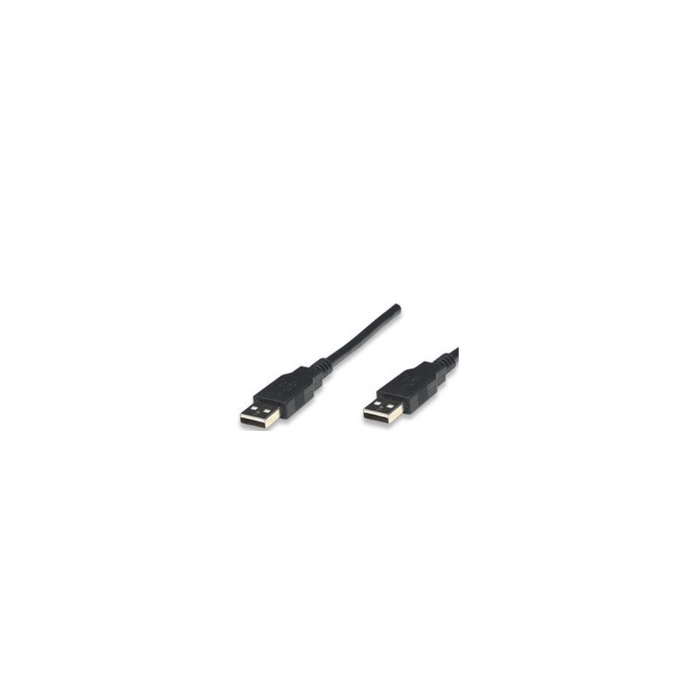 Produktbild för Manhattan USB-A to USB-A Cable, 1.8m, Male to Male, Black, 480 Mbps (USB 2.0), Hi-Speed USB, Lifetime Warranty, Polybag - USB-kabel - USB till USB - 1.8 m