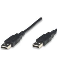 Produktbild för Manhattan USB-A to USB-A Cable, 1.8m, Male to Male, Black, 480 Mbps (USB 2.0), Hi-Speed USB, Lifetime Warranty, Polybag - USB-kabel - USB till USB - 1.8 m