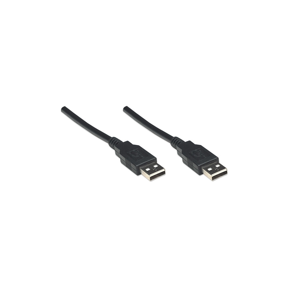 Produktbild för Manhattan USB-A to USB-A Cable, 1.8m, Male to Male, Black, 480 Mbps (USB 2.0), Hi-Speed USB, Lifetime Warranty, Polybag - USB-kabel - USB till USB - 1.8 m