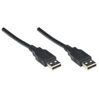 Produktbild för Manhattan USB-A to USB-A Cable, 1.8m, Male to Male, Black, 480 Mbps (USB 2.0), Hi-Speed USB, Lifetime Warranty, Polybag - USB-kabel - USB till USB - 1.8 m