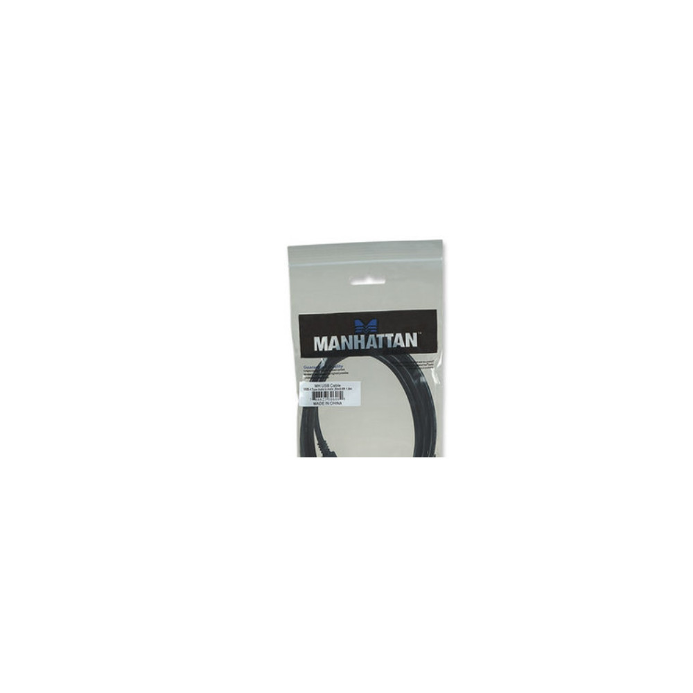 Produktbild för Manhattan USB-A to USB-A Cable, 1.8m, Male to Male, Black, 480 Mbps (USB 2.0), Hi-Speed USB, Lifetime Warranty, Polybag - USB-kabel - USB till USB - 1.8 m
