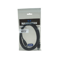 Produktbild för Manhattan USB-A to USB-A Cable, 1.8m, Male to Male, Black, 480 Mbps (USB 2.0), Hi-Speed USB, Lifetime Warranty, Polybag - USB-kabel - USB till USB - 1.8 m