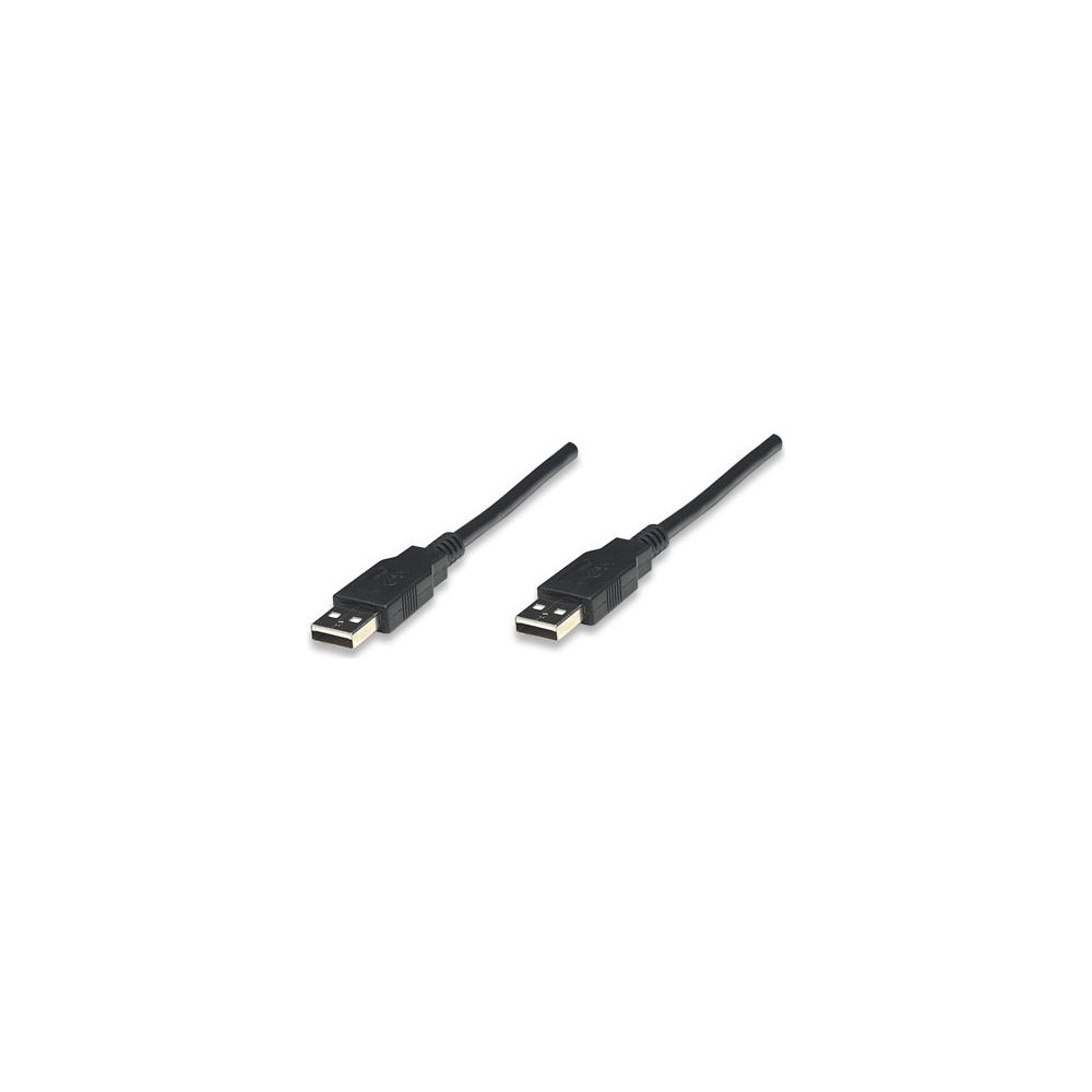 Produktbild för Manhattan USB-A to USB-A Cable, 1.8m, Male to Male, Black, 480 Mbps (USB 2.0), Hi-Speed USB, Lifetime Warranty, Polybag - USB-kabel - USB till USB - 1.8 m