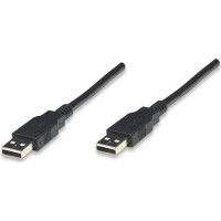 Produktbild för Manhattan USB-A to USB-A Cable, 1.8m, Male to Male, Black, 480 Mbps (USB 2.0), Hi-Speed USB, Lifetime Warranty, Polybag - USB-kabel - USB till USB - 1.8 m