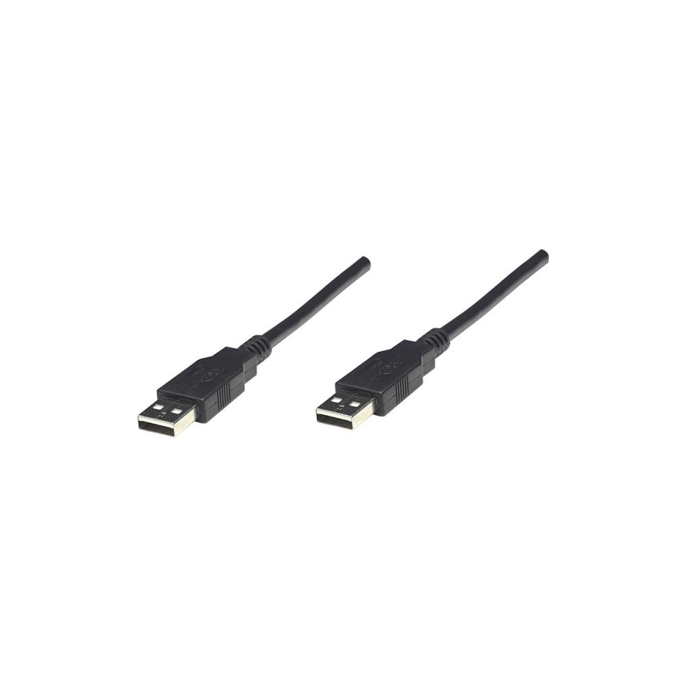 Produktbild för Manhattan USB-A to USB-A Cable, 1.8m, Male to Male, Black, 480 Mbps (USB 2.0), Hi-Speed USB, Lifetime Warranty, Polybag - USB-kabel - USB till USB - 1.8 m