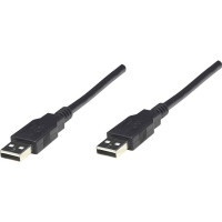 Produktbild för Manhattan USB-A to USB-A Cable, 1.8m, Male to Male, Black, 480 Mbps (USB 2.0), Hi-Speed USB, Lifetime Warranty, Polybag - USB-kabel - USB till USB - 1.8 m