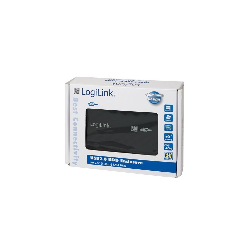 Produktbild för LogiLink Enclosure 2,5 inch S-ATA HDD USB 2.0 Alu - förvaringslåda - SATA 1.5Gb/s - USB 2.0