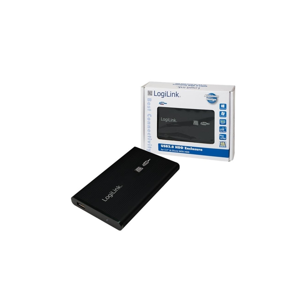 Produktbild för LogiLink Enclosure 2,5 inch S-ATA HDD USB 2.0 Alu - förvaringslåda - SATA 1.5Gb/s - USB 2.0