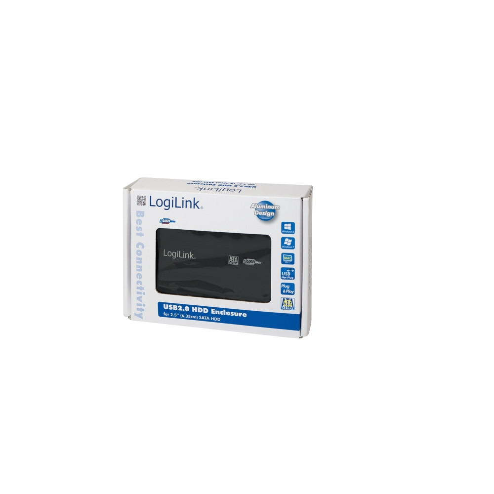 Produktbild för LogiLink Enclosure 2,5 inch S-ATA HDD USB 2.0 Alu - förvaringslåda - SATA 1.5Gb/s - USB 2.0