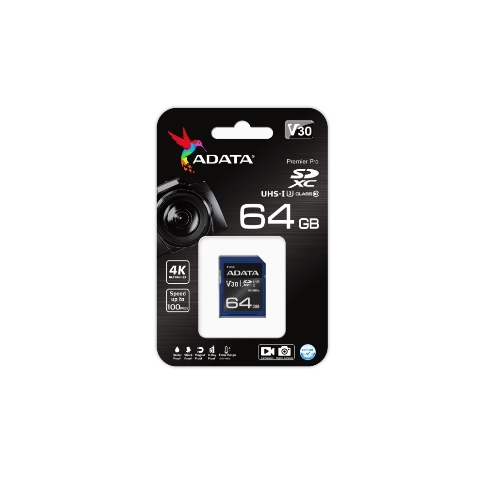 Produktbild för ADATA Premier Pro - flash-minneskort - 64 GB - SDXC UHS-I