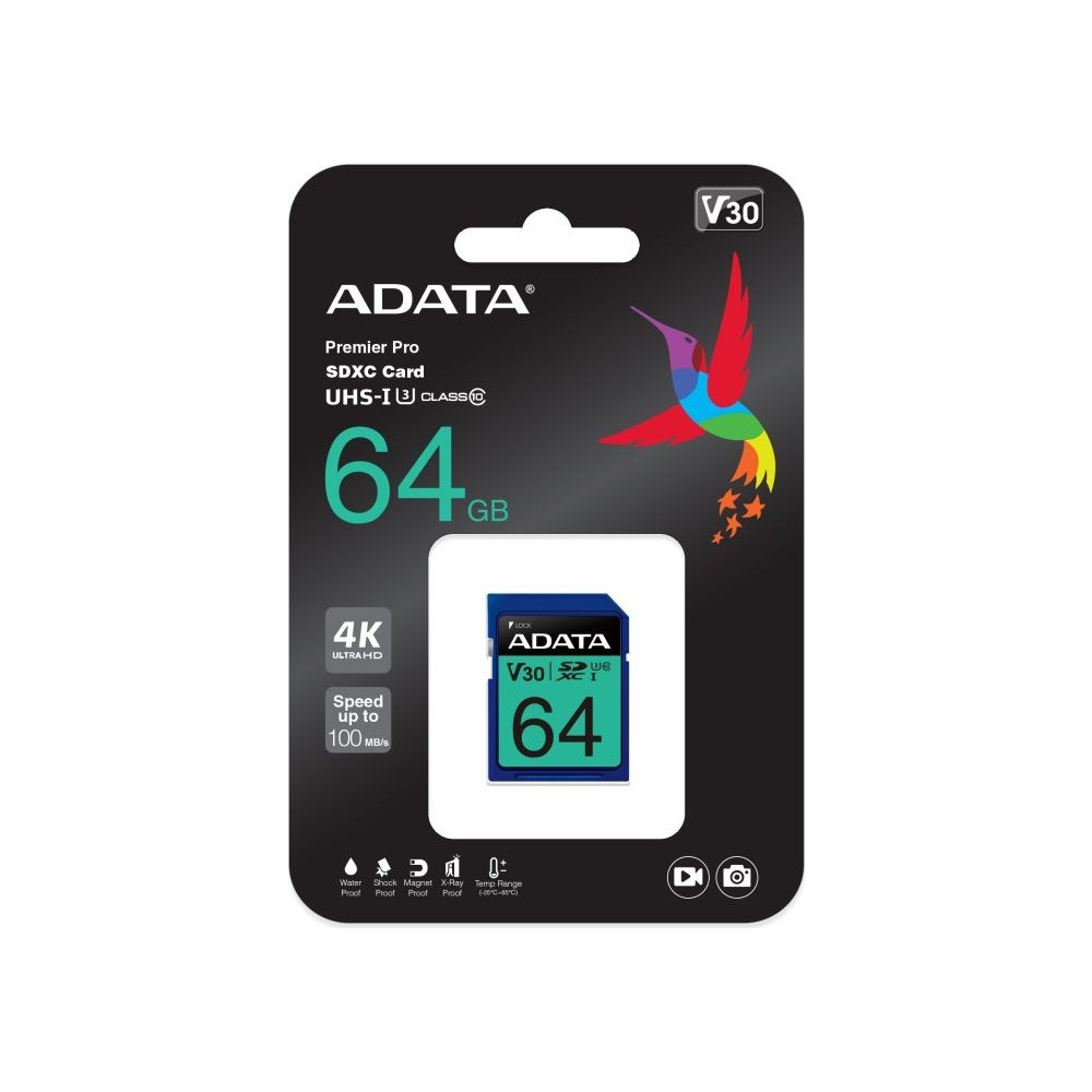 Produktbild för ADATA Premier Pro - flash-minneskort - 64 GB - SDXC UHS-I